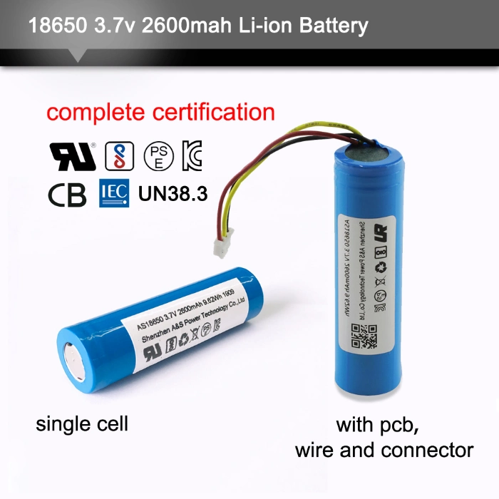 UL Certification Li-ion Rechargeable 18650 3.7V 2600mAh Lithium Ion Battery Cell