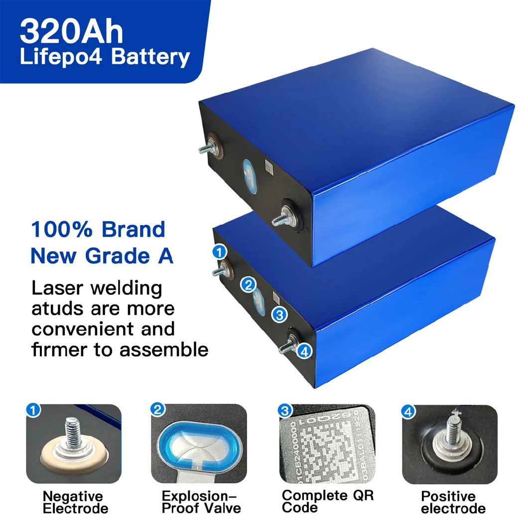 3.2V 320ah Rechargeable Batteries Li-ion Battery Prismatic LiFePO4 Battery Cell